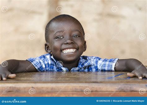 Very Proud Black African Boy Posing Under The Sun Education Symbol