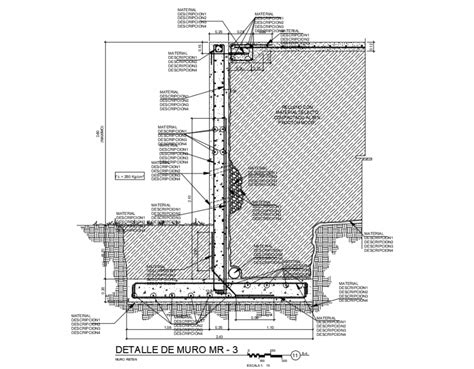 Retaining Wall Of House Constructive Structure Cad Drawing Details Dwg