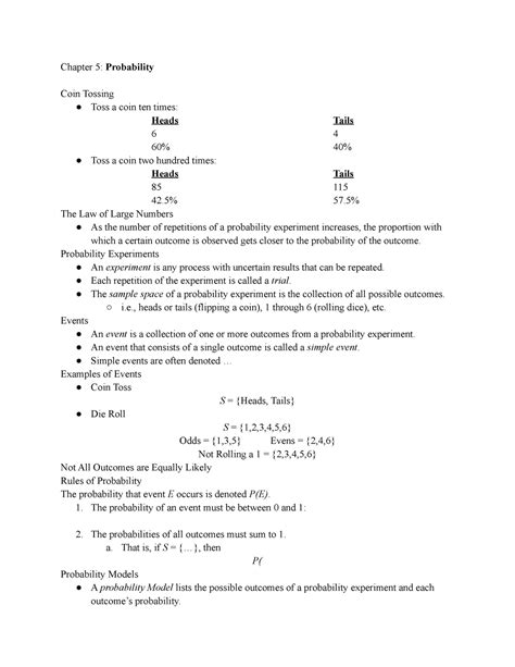 Oct Notes From Professor Schwaighofer Chapter Probability