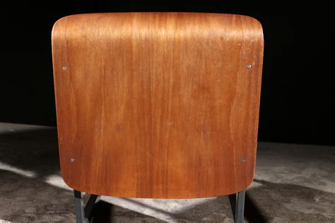 2 Vintage Design Strakke Metaal Houten Slaapkamer Stoelen Jaren 60