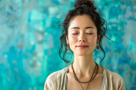 Premium Photo Serene Young Woman With Closed Eyes Enjoying A Calm