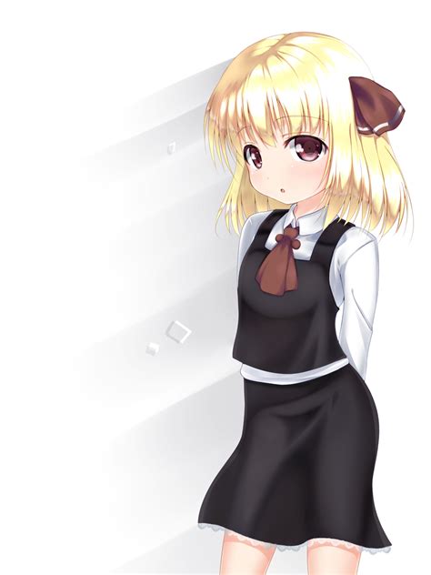 Safebooru 1girl Arms Behind Back Ascot Blonde Hair Bow Hair Bow Hair