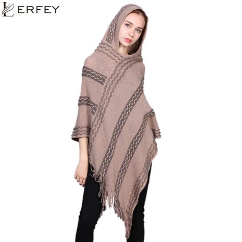 Lerfey Autumn Winter Women Oversized Sweater Ponchos Capes Knitted