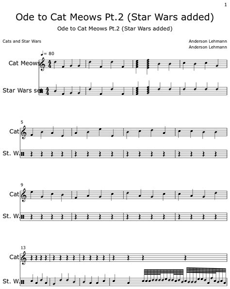 Ode To Cat Meows Pt 2 Star Wars Added Sheet Music For Cat Meows