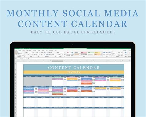 Social Media Content Calendar Excel Spreadsheet Digital Etsy Australia Social Media Content