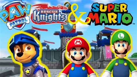 Paw Patrol Rescue Knights And Super Mario Toys Vs Bowser And Dinosaurs