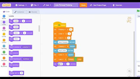 Menghitung Luas Persegi Panjang Dengan Scratch Youtube