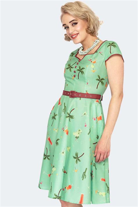 Robe Pinup Rétro 50s Rockabilly Voodoo Vixen Cocktail Tropical