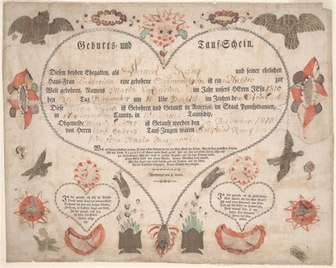 Birth And Baptismal Certificate Geburts Und Taufschein For Maria