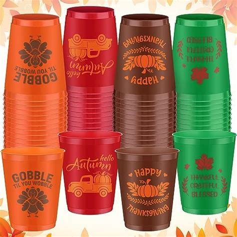 Amazon Soaoo 60 Pcs Thanksgiving Plastic Cups 16 Oz Orange Cups