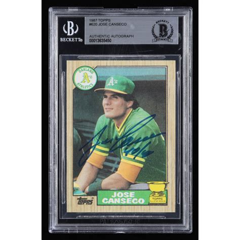 Jose Canseco Signed Topps Inscribed Bgs Pristine