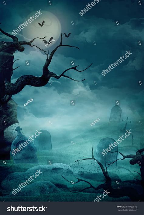 Halloween Design Background Spooky Graveyard Naked Stock Photo Edit Now