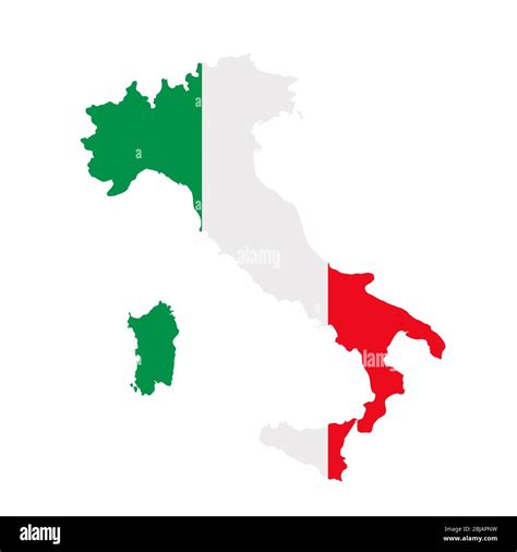 Italy flag map. Country outline with national flag Stock Photo - Alamy