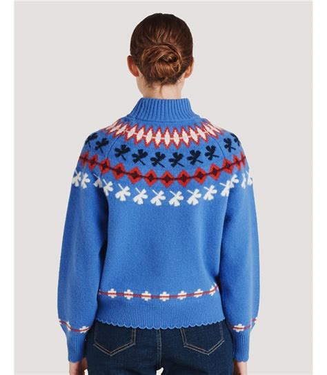 Periwinkle Blue Jovie Lambswool Fair Isle Jumper Woolovers Uk