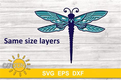 3d Layered Mandala Dragonfly Svg 3 Layers Cut File 3d Layered Etsy