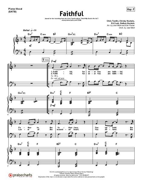 Faithful Sheet Music Pdf Chris Tomlin Praisecharts