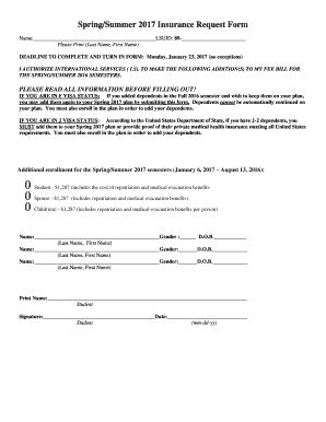 Fillable Online Lsu Fall Insurance Request Lsu Fax Email Print