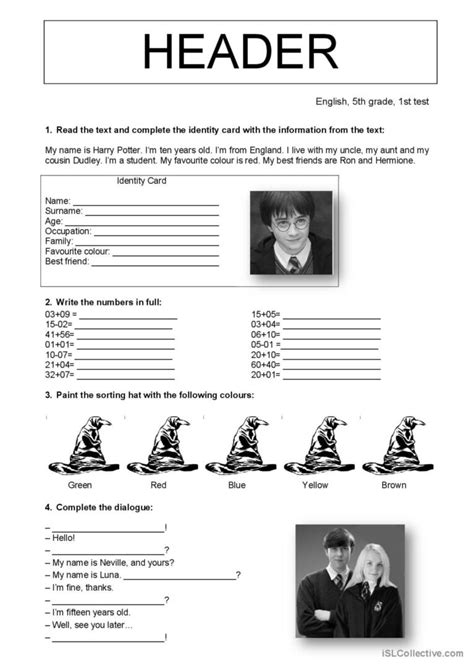 The Harry Potter Test English Esl Worksheets Pdf And Doc