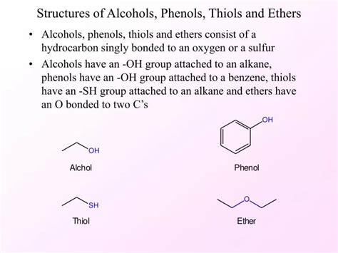 Ppt Structures Of Alcohols Phenols Thiols And Ethers Powerpoint Presentation Id 6592973