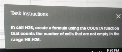 Solved Task Instructions X In Cell H26 Create A Formula