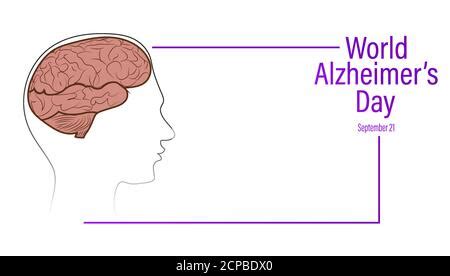 International Alzheimers Day Human Brain With Purple Watercolor Stains