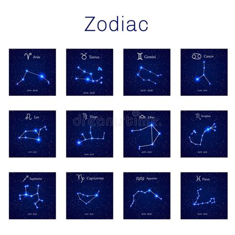 Ejemplo Del Vector De Las Constelaciones Del Zodiaco Ilustración del