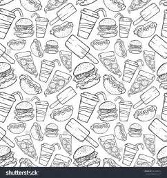 Junk Food Doodle Art Seamless Pattern Stock Vector 444946276 Shutterstock