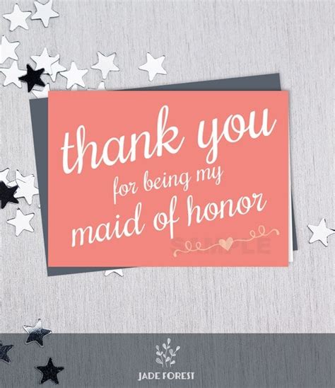 Items Similar To For Being My Maid Of Honor Wedding Thank You Card