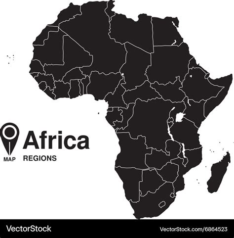 Regions Map Of Africa Silhouette Royalty Free Vector Image