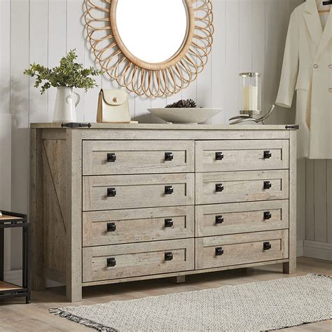 OKD 8 Drawer Modern Barnwood Country Style Dresser Wood Rustic Tall