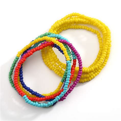 2 Pcs Summer Waist Bead Chains Colorful Waist Belly Beads Girls Body