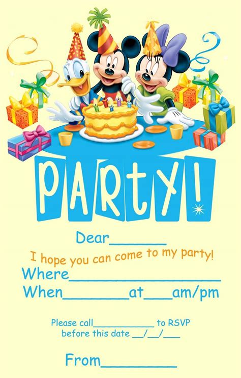 Best Disney Birthday Invitations Modern Designs Free Printable Party Invitations Disney