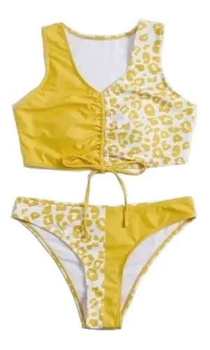 Bañador Bikini Fruncido Con Nudo Con Cordón Con Estampado Envío gratis