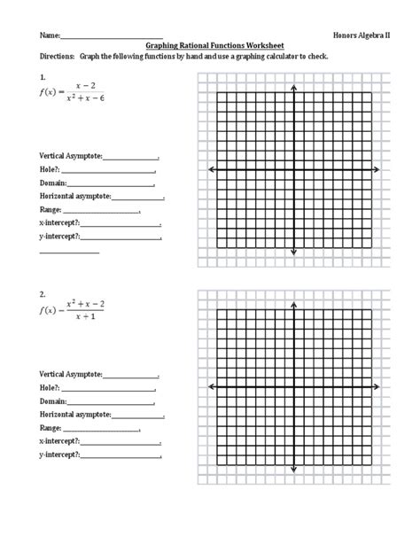 Free Graphing Rational Functions Worksheet Download Free Graphing