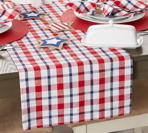 Americana Plaid Cotton Table Runners Pottery Barn