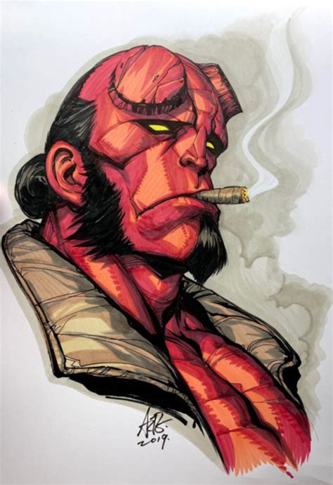 Hellboy Portrait Stanley Lau Character Sketches Game Character