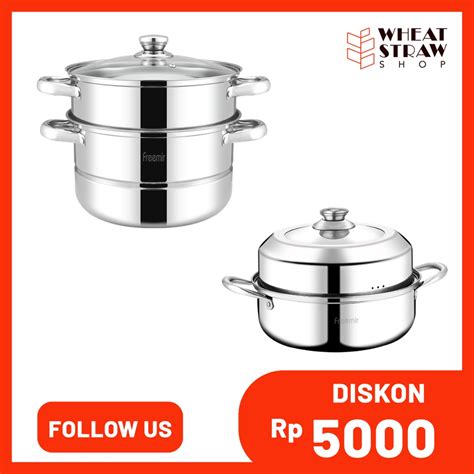 Jual Panci Pengukus Stainless Steel Pegangan Baja 2 Susun Multifungsi