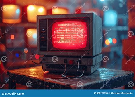 Retro Vintage Computer Desktop Extreme Closeup Generative Ai Stock