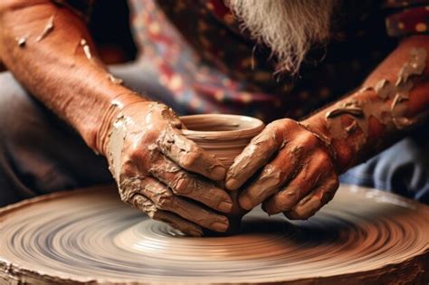 Premium Photo Photo Of A Closeup Of A Potters Hands Shaping Clay On A