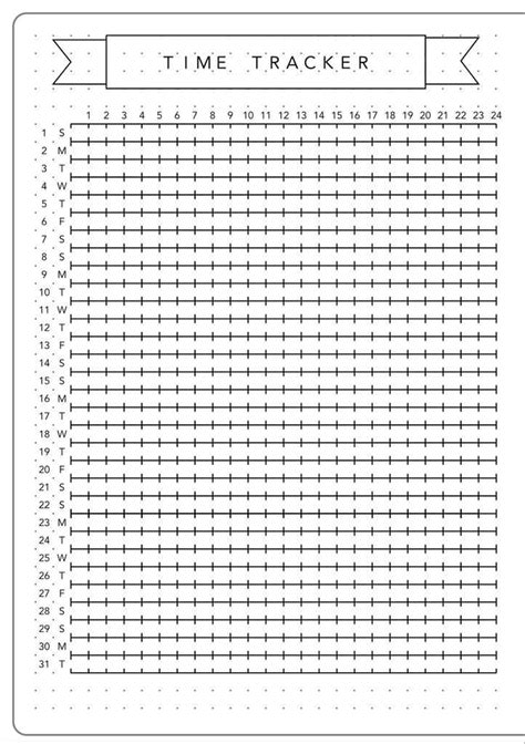 The Printable Time Tracker Is Shown In Black And White With An Arrow On It