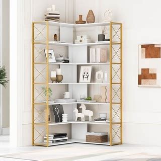 L-Shaped 7-Tier Bookcase Home Office Bookshelf - Bed Bath & Beyond ...