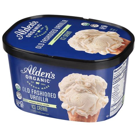 Aldens Organic Ice Cream Old Fashioned Vanilla Front Right Elevated