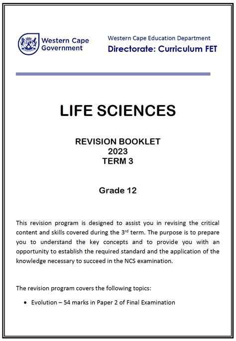 Gr T Life Sciences Revision Material Wced Eportal