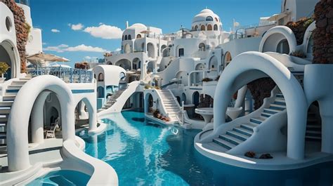 Premium Photo Santorini Water Park