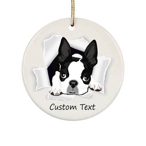 Personalized Name Boston Terrier Ornaments For Christmas Tree Etsy