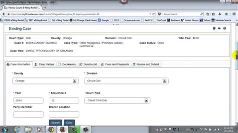Florida Courts E Filing Portal Existing Case Case Information Youtube