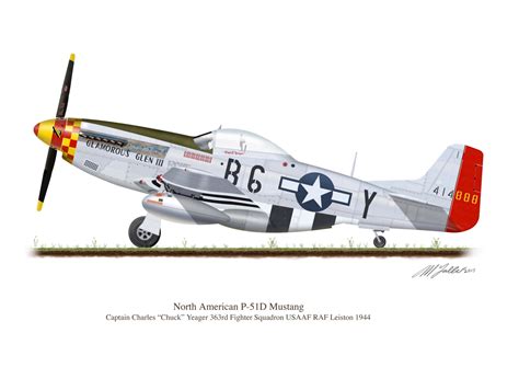 North American P 51d Mustang 1944 Chuck Yaeger Vintage Aircraft Profile