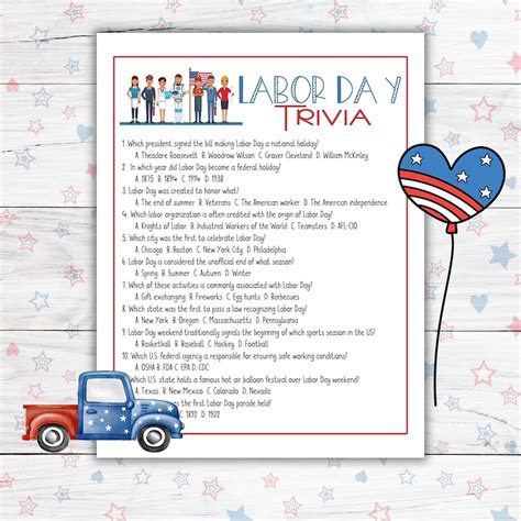 Labor Day Trivia Game Labor Day Trivia Questions Patriotic Trivia