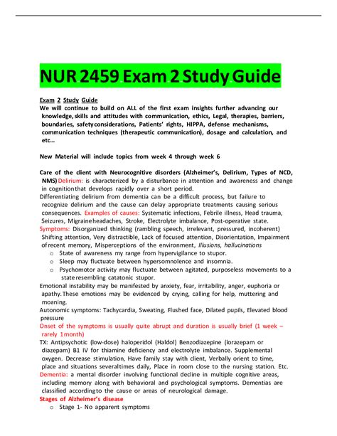 Nur Nur Mental And Behavioral Health Nursing Exam Study