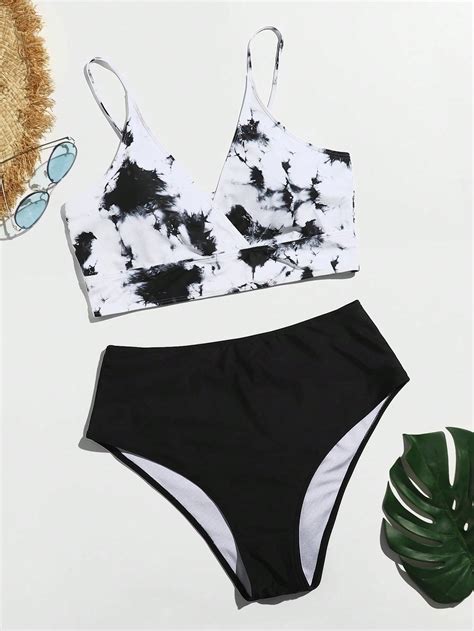 SHEIN Swim Vcay Plus Tie Dye High Waist Bikini Swimsuit SHEIN USA
